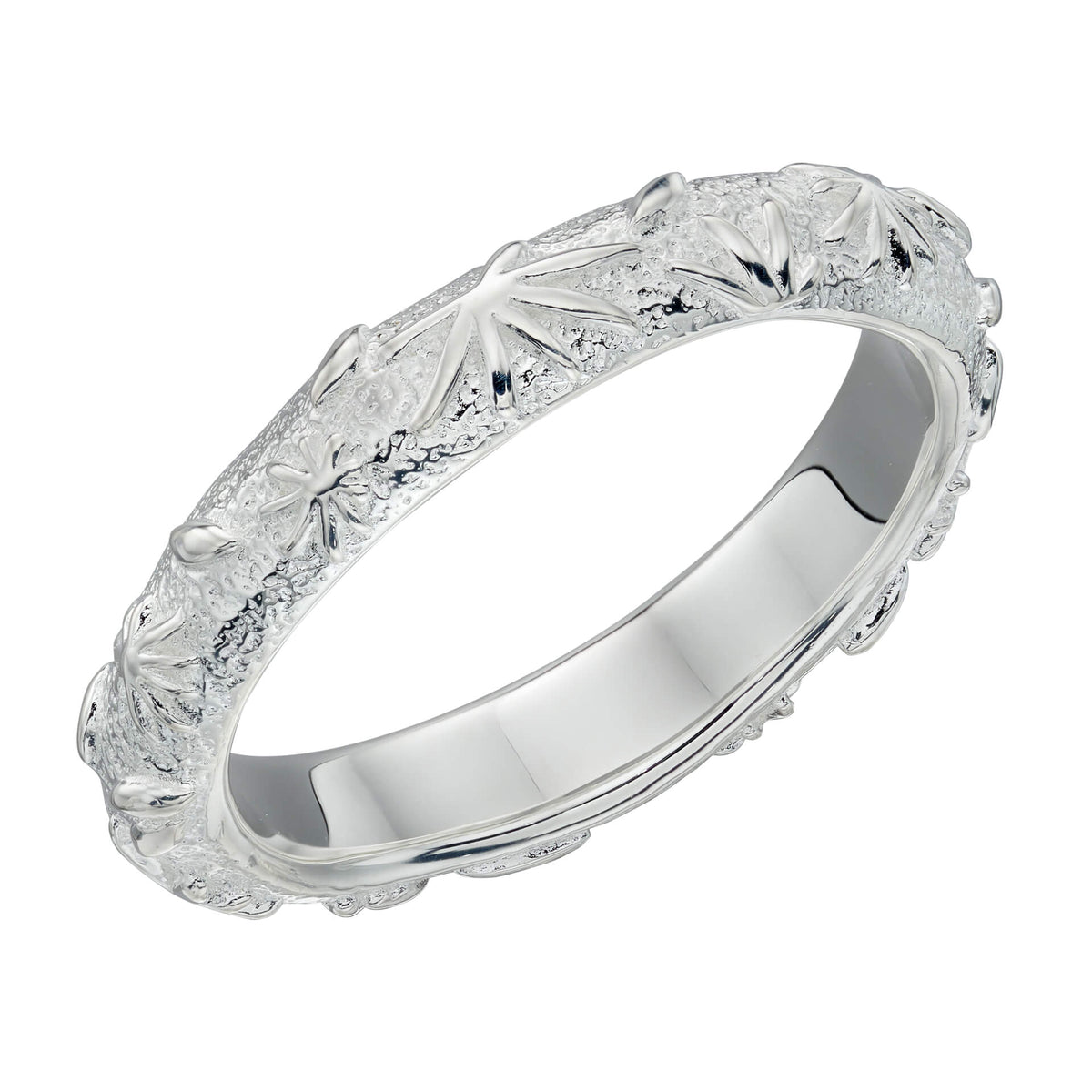 Beginnings Fossil Flower Texture Ring