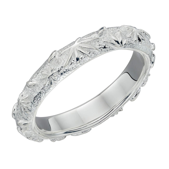Beginnings Fossil Flower Texture Ring