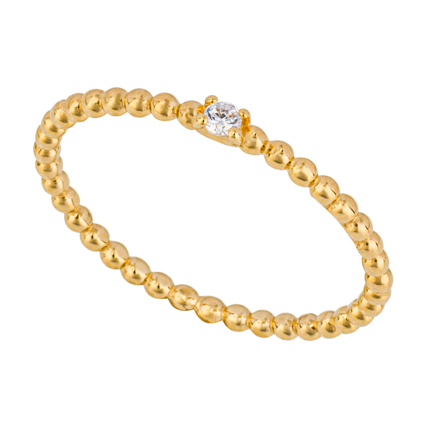 Beginnings Dainty Beaded Ring with CZ