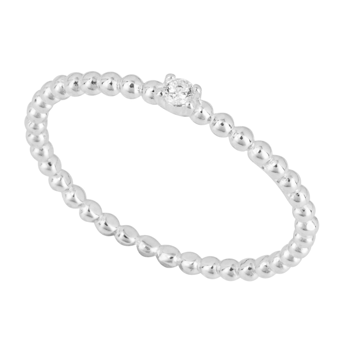 Beginnings Dainty Beaded Ring with CZ