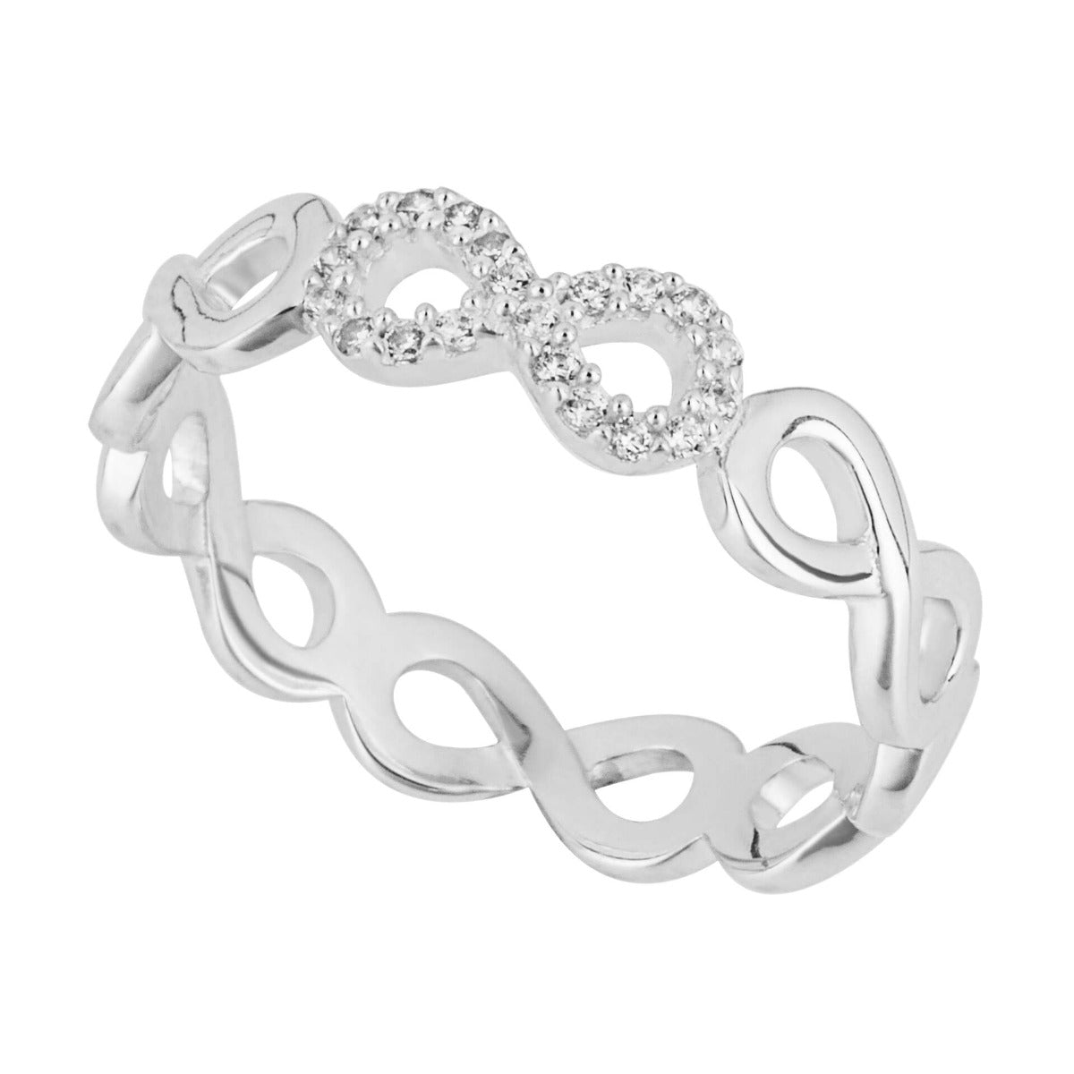 Anillo Eternidad Infinito Principios con circonitas cúbicas