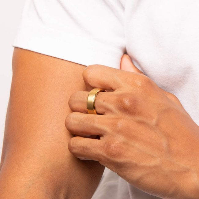 Fred Bennett Brushed Gold Plated Tungsten Ring