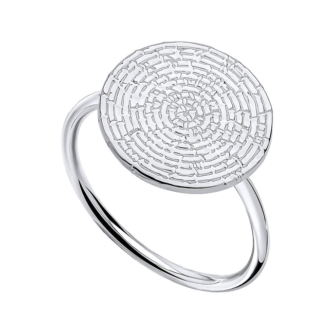 Beginnings Ripple Texture Round Disc Ring