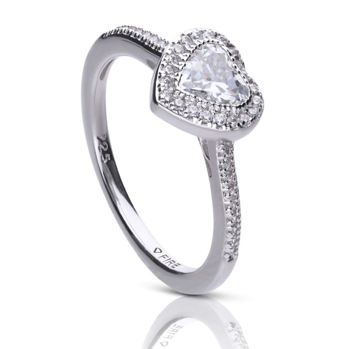 Diamonfire Herzring mit Zirkonia-Paveeinfassung