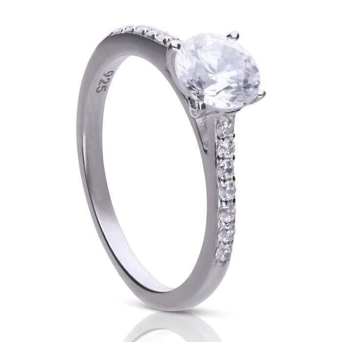 Diamonfire Solitärring mit Ovalschliff und Pave-Schultern
