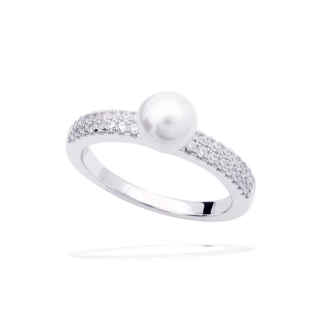 Diamonfire Muschelkernperlenring mit Zirkonia Schultern