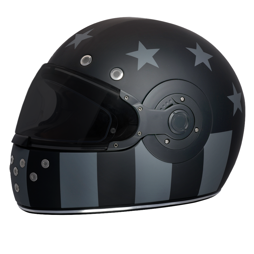 DOT & ECE Approved Daytona Retro Full Face Motorcycle Helmet: Vintage Style for Men, Women, & Youth - W/ Captain America Stealth