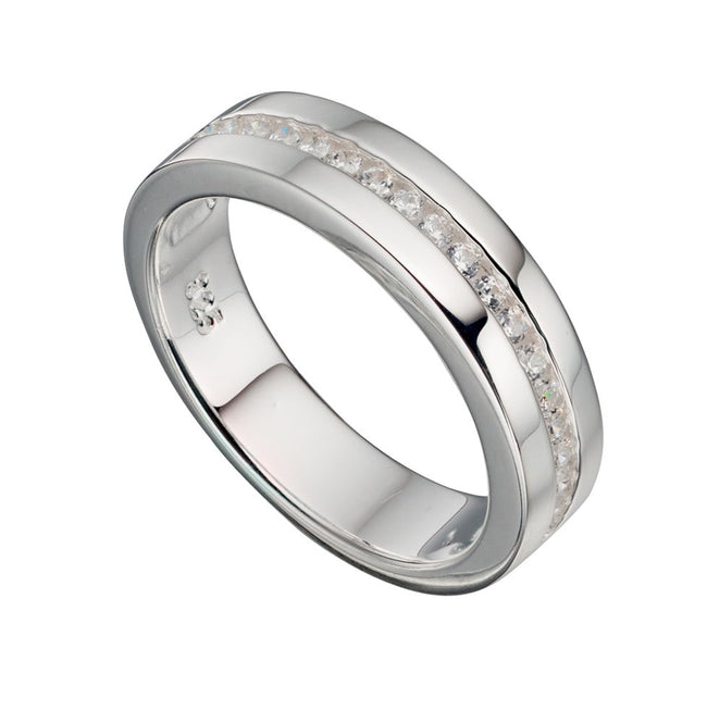 Beginnings 1/2 Channel Set Band Ring with CZ