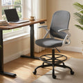 HOMCOM Painting Chair, Mesh Computer Desk Chair with Flip-up Armrests, Grey