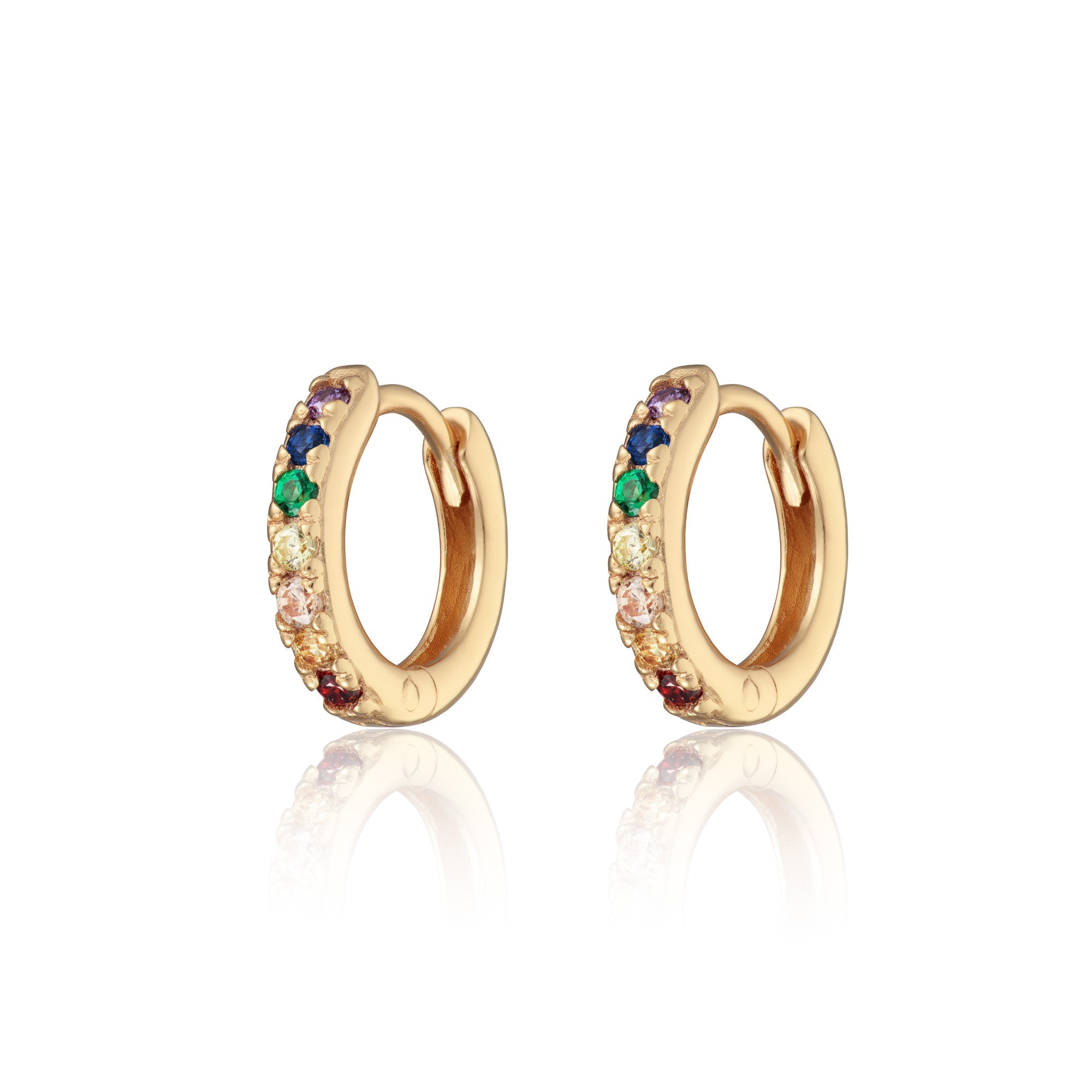 Huggie Earrings with Rainbow Stones