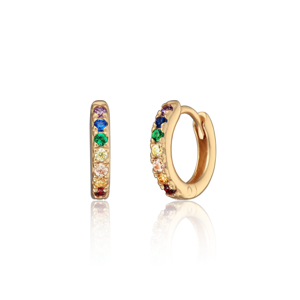 Huggie Earrings with Rainbow Stones