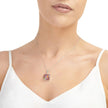 Mixed Flower Square Pendant Necklace