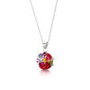 Mixed Flower Round Pendant Necklace