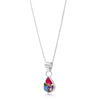 Mixed Flower Teardrop Pendant Necklace