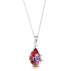 Mixed Flower Teardrop Pendant Necklace