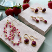 Charis Round Gemstone Earrings Ruby