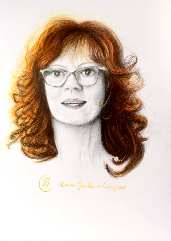 Red Hair - Susan Sarandon, Original Sketch Portrait Drawing