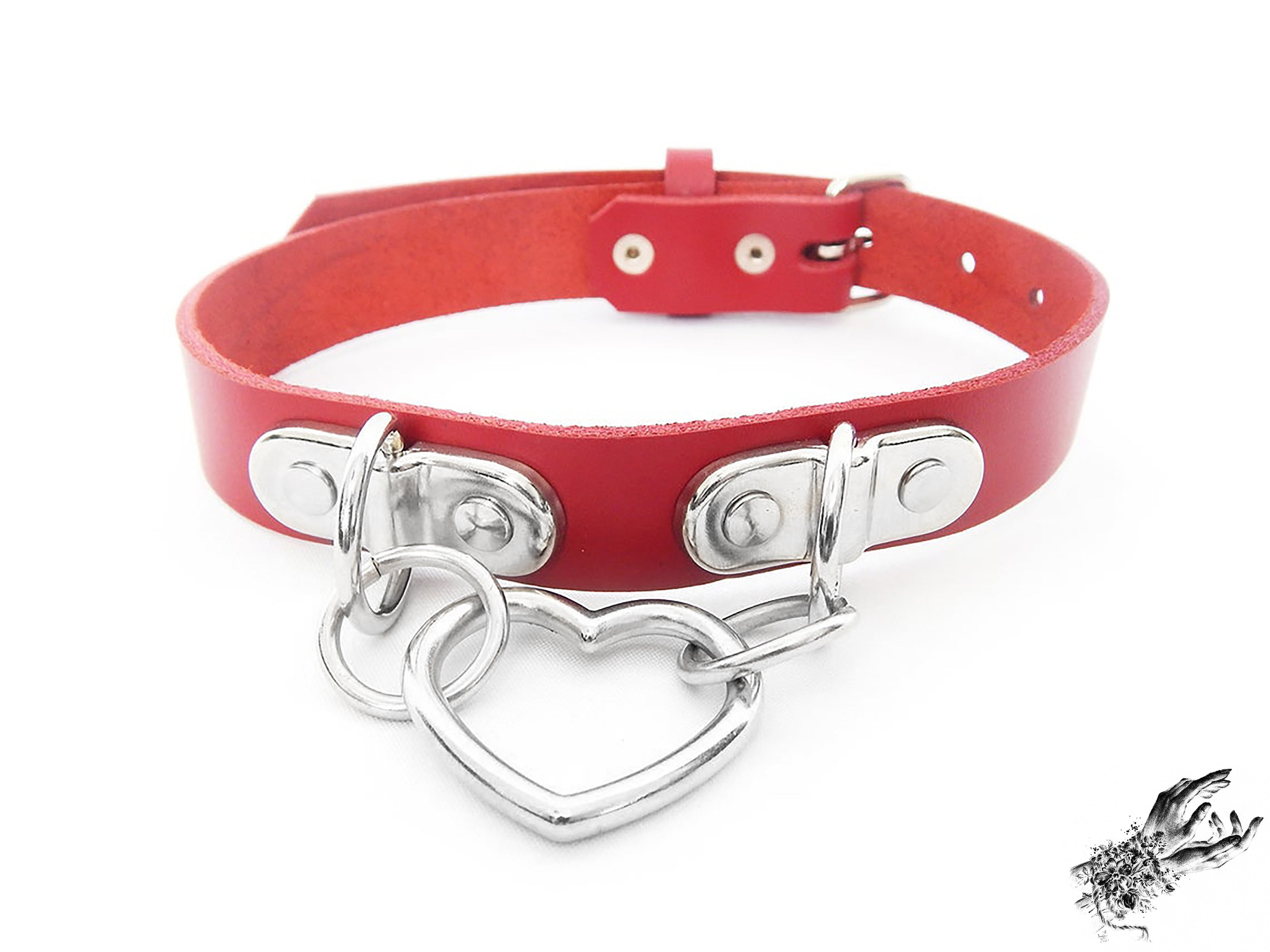 Red Bound Heart Ring Choker