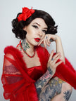 Red Ribbon Chain and Heart Padlock Choker