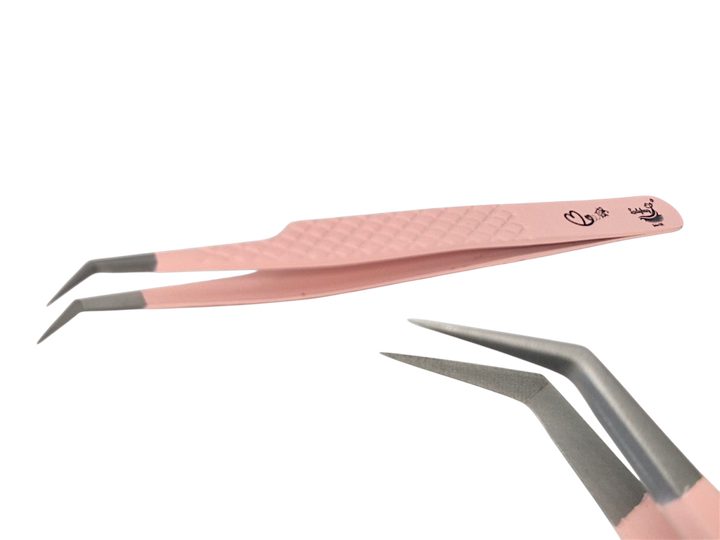 Angled Fibre Grip Volume Tweezers