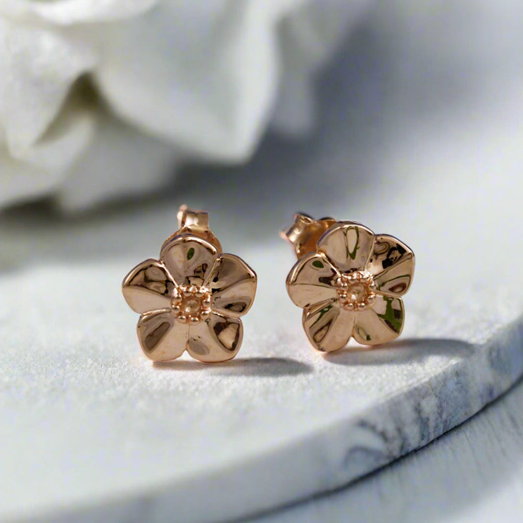 Forget-Me-Not Rose Gold Vermeil Silver Studs