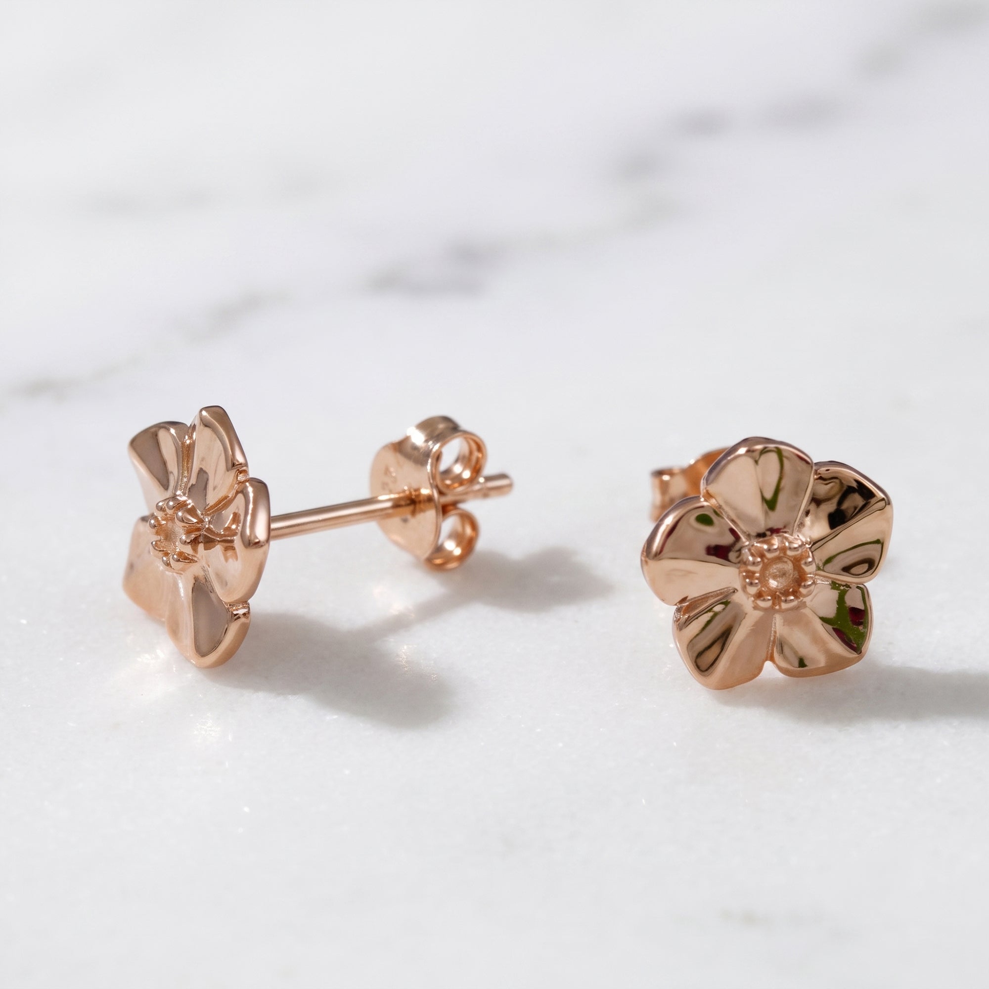 Forget-Me-Not Rose Gold Vermeil Silver Studs