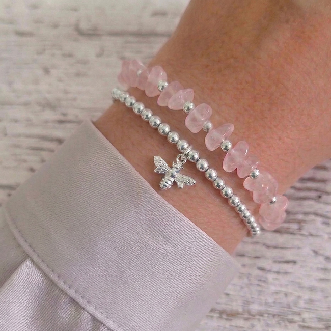 Rose Quartz Crystal Stretch Bead Bracelet