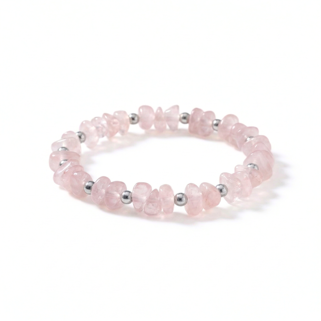 Rose Quartz Crystal Stretch Bead Bracelet