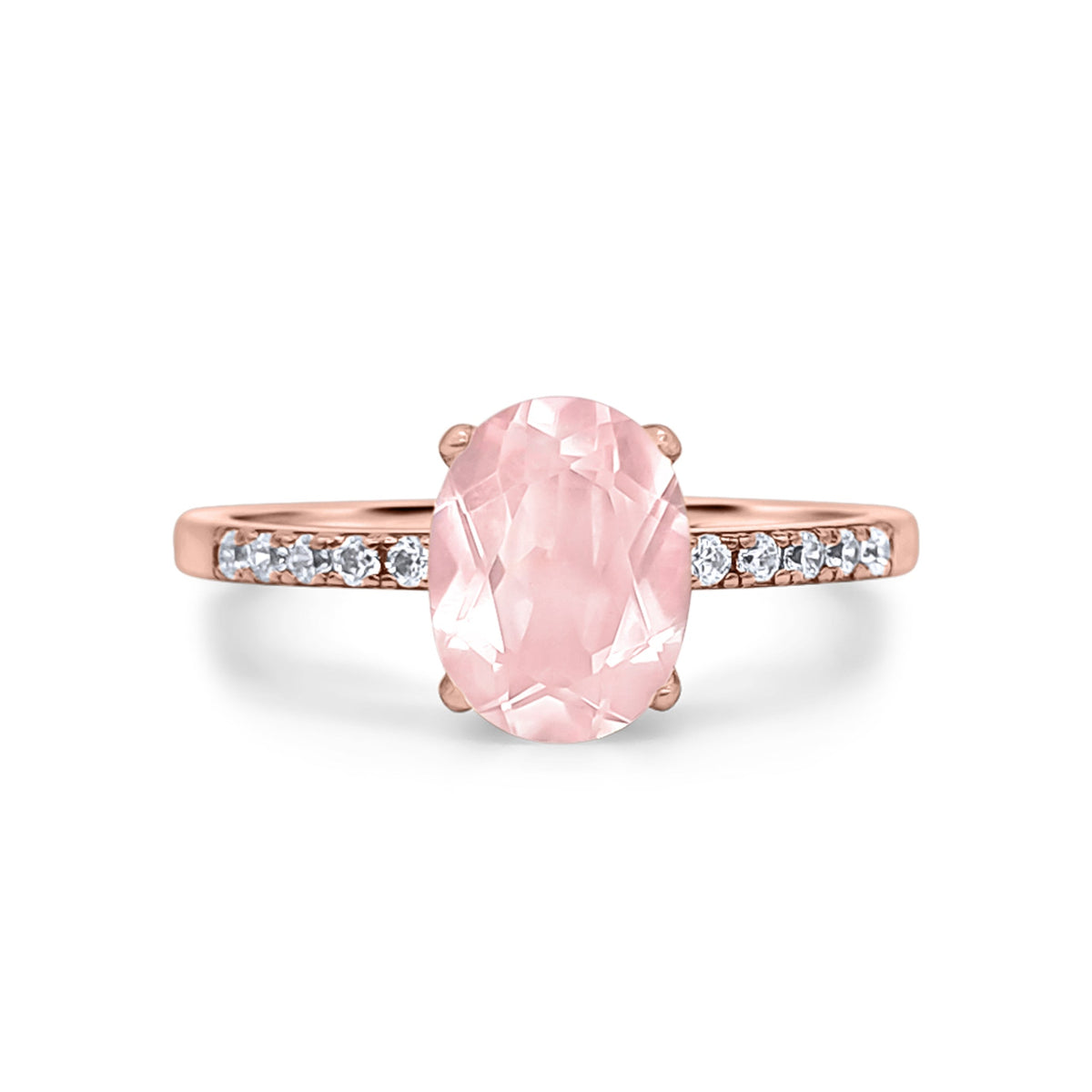 Rosenquarzring in Roségold-Vermeil