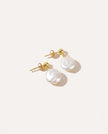 Round Button Pearl Earrings