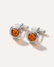 Round Textured Frame Amber Cufflinks