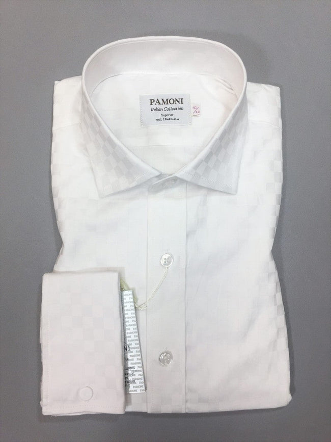 White Box Pattern Slim Fit Shirt