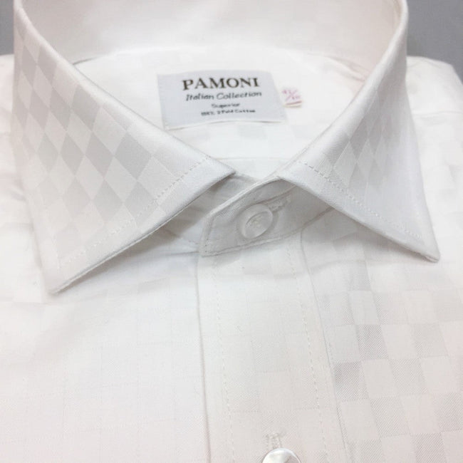 White Box Pattern Slim Fit Shirt