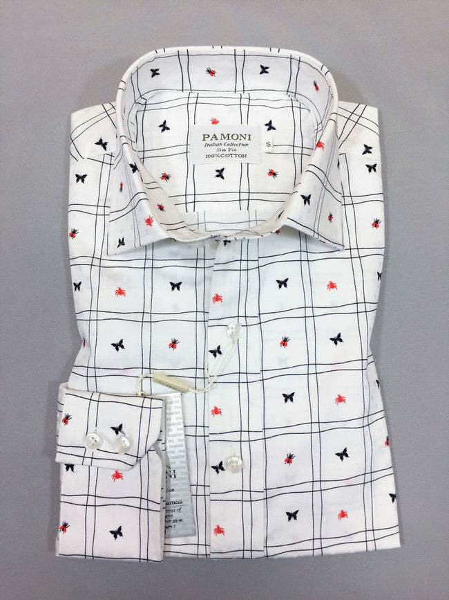 White Check Print Slim Fit Shirt