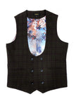 Brown Burgundy Check Tweed Blazer With Matching Waistcoat