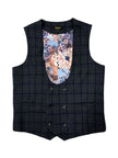 Grey W/ Blue Check Tweed Blazer W/ Matching Waistcoat