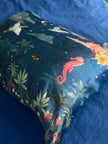 Blue Silk Pillowcase in hand painted 'Wonderous' print, Standard size Oxford Pillowcase