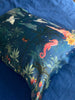 Blue Silk Pillowcase in hand painted 'Wonderous' print, Standard size Oxford Pillowcase