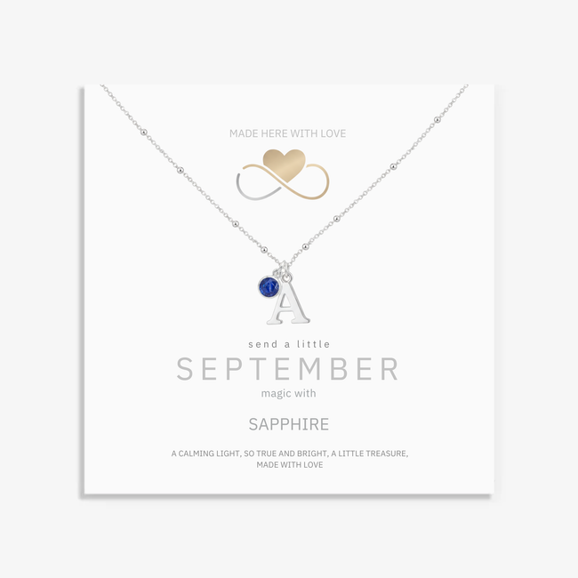 Initial & September Birthstone Necklace | Personalised Sapphire Gift