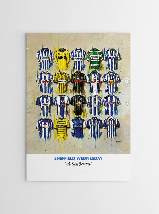 Sheffield Wednesday FC Shirts - A2 Signed Limited Edition Prints