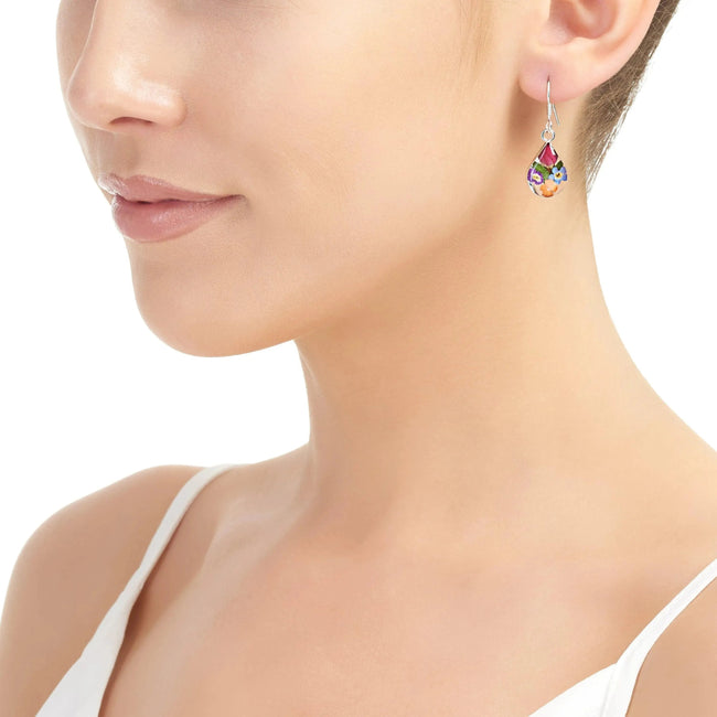 Mixed Flower Teardrop Dangle Drop Earrings