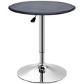 HOMCOM Adjustable Round Bistro Bar Table with PVC Leather Top Steel Base Home Kitchen Dining Desk  Black