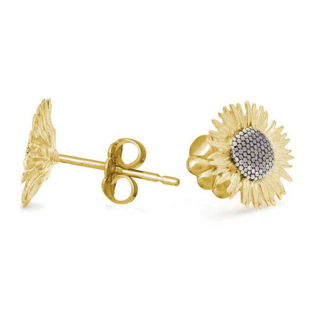 Sunflower Silver & Gold Vermeil Stud Earrings