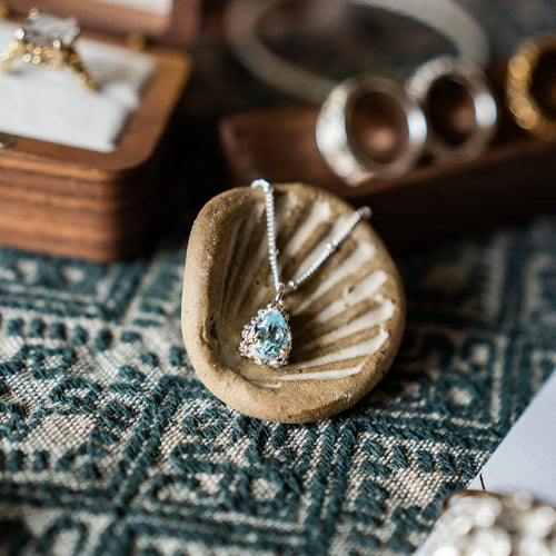 Silver Blue Topaz Necklace - Aurelia