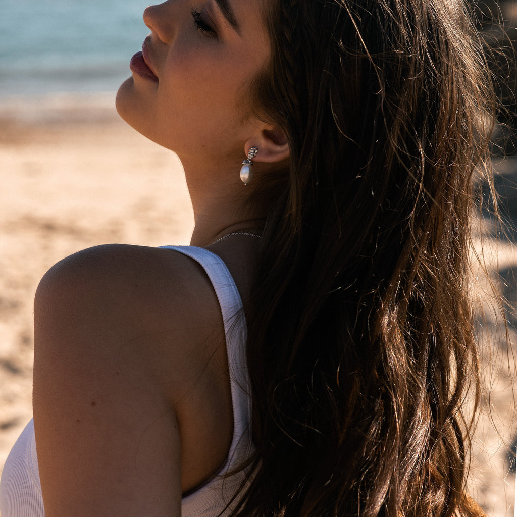 Silver Baroque Pearl Earrings - Lyra