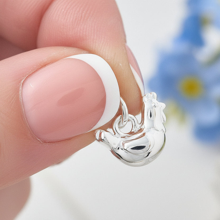 Chicken Silver Charm