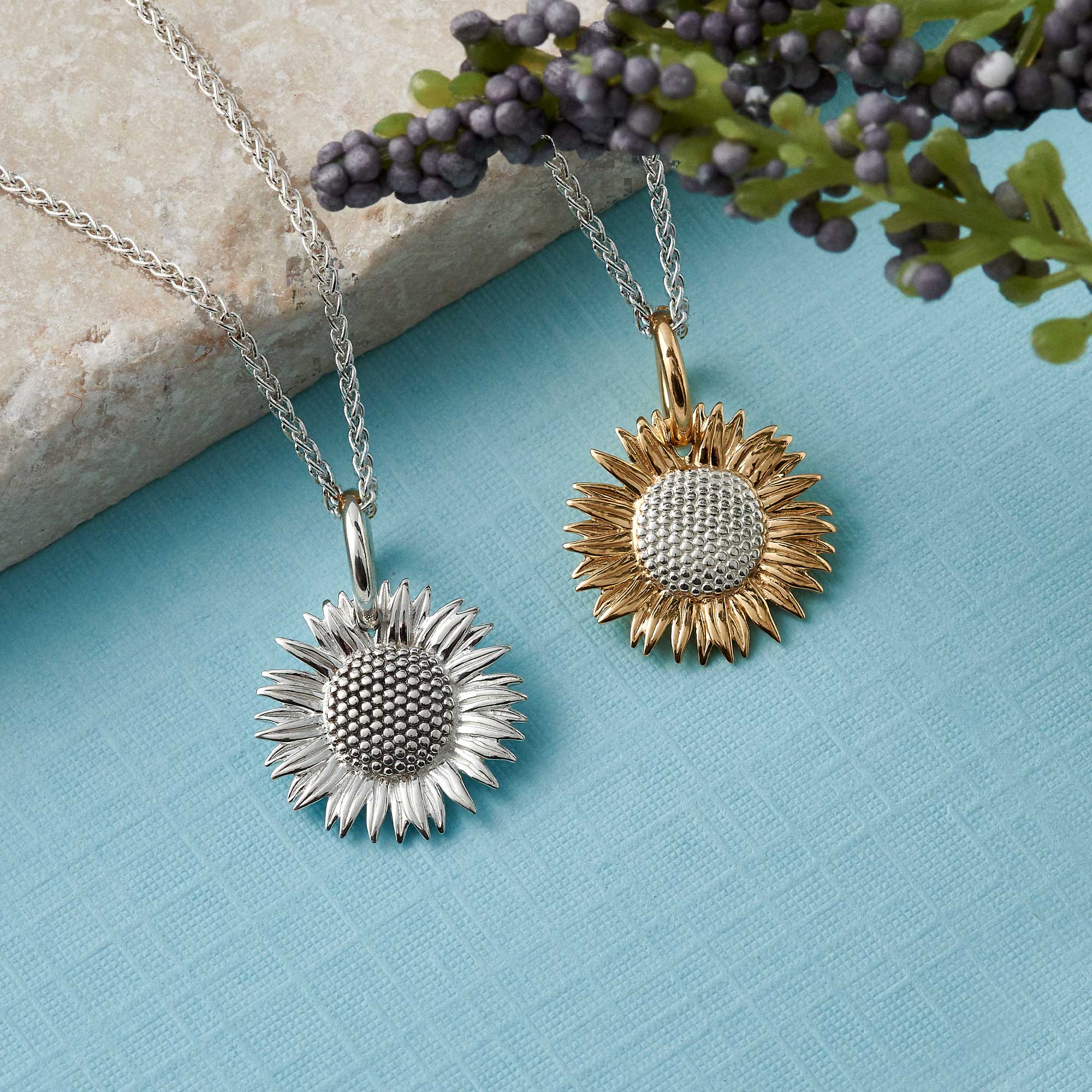 Gold Vermeil Sunflower Silver Charm