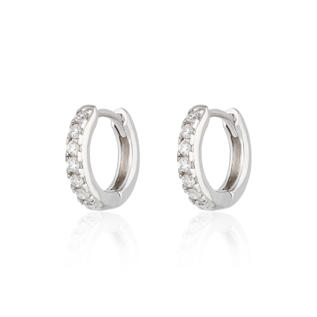 Huggie Earrings with Clear Stones