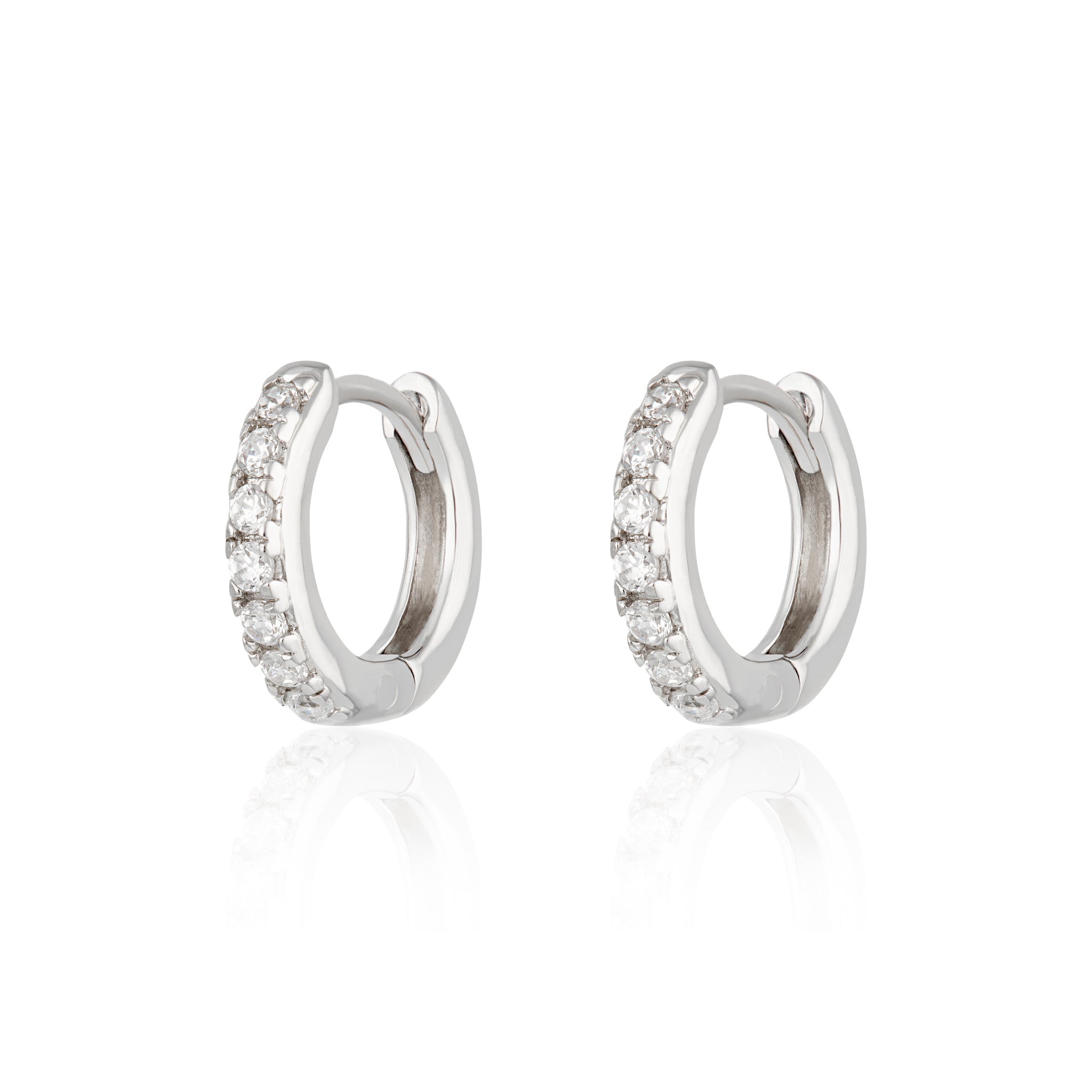 Huggie Earrings with Clear Stones