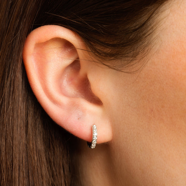 Huggie Earrings with Clear Stones